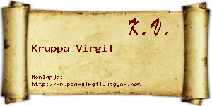 Kruppa Virgil névjegykártya